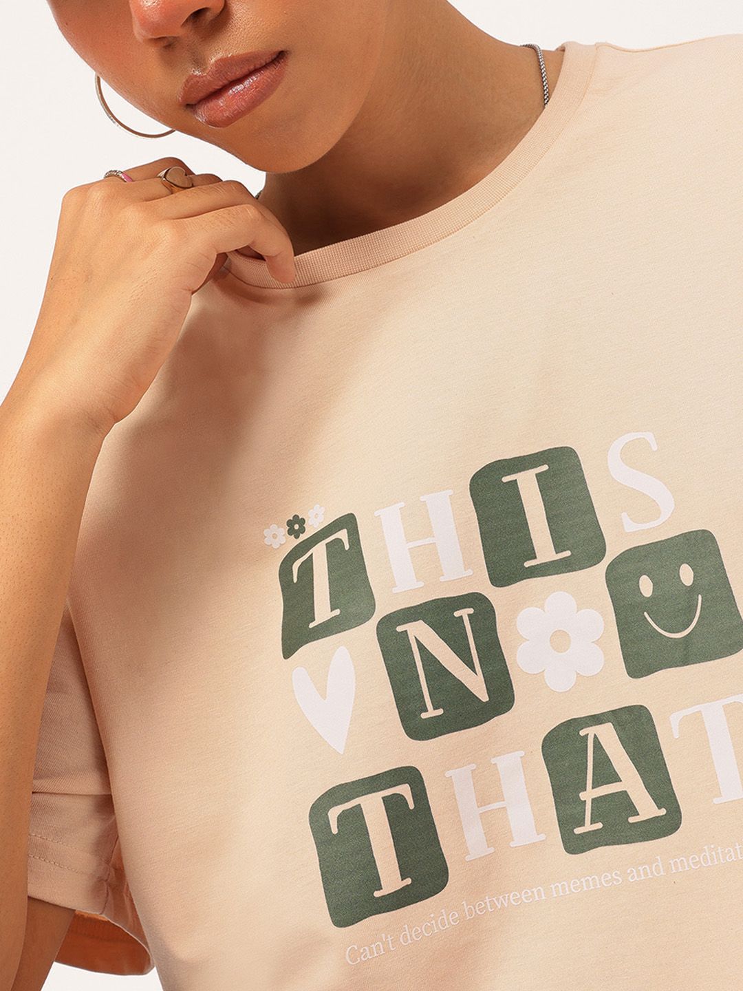 DressBerry Checker Typography Statement Dropped-Ease T-Shirt