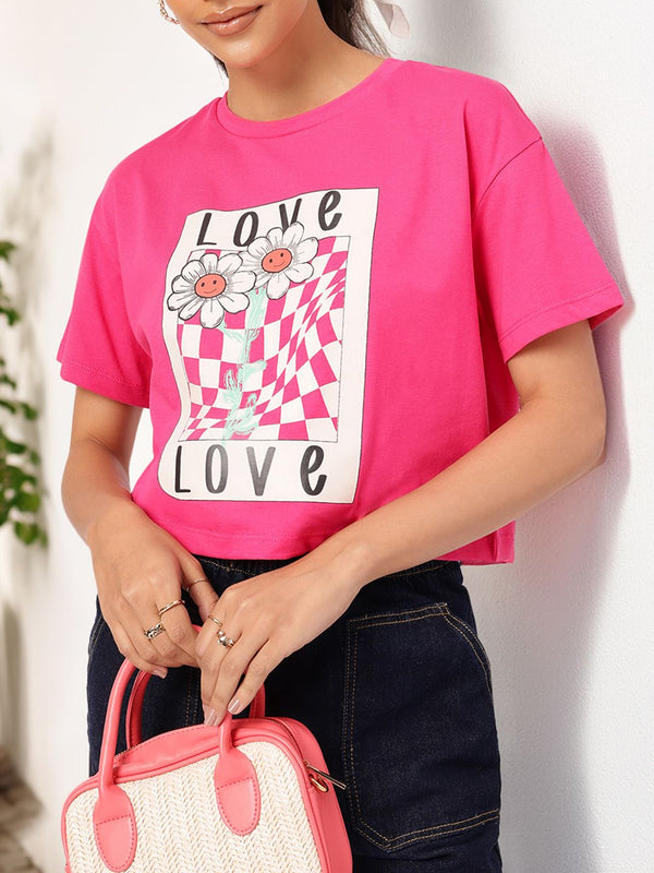 DressBerry Dreamy Daisy Graphic Print Boxy Crop T-shirt