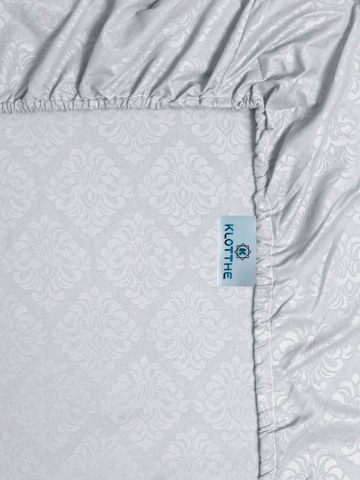 KLOTTHE Grey Floral Printed Dilengkapi 300 TC Single Cadar Halus Dengan Sarung Bantal