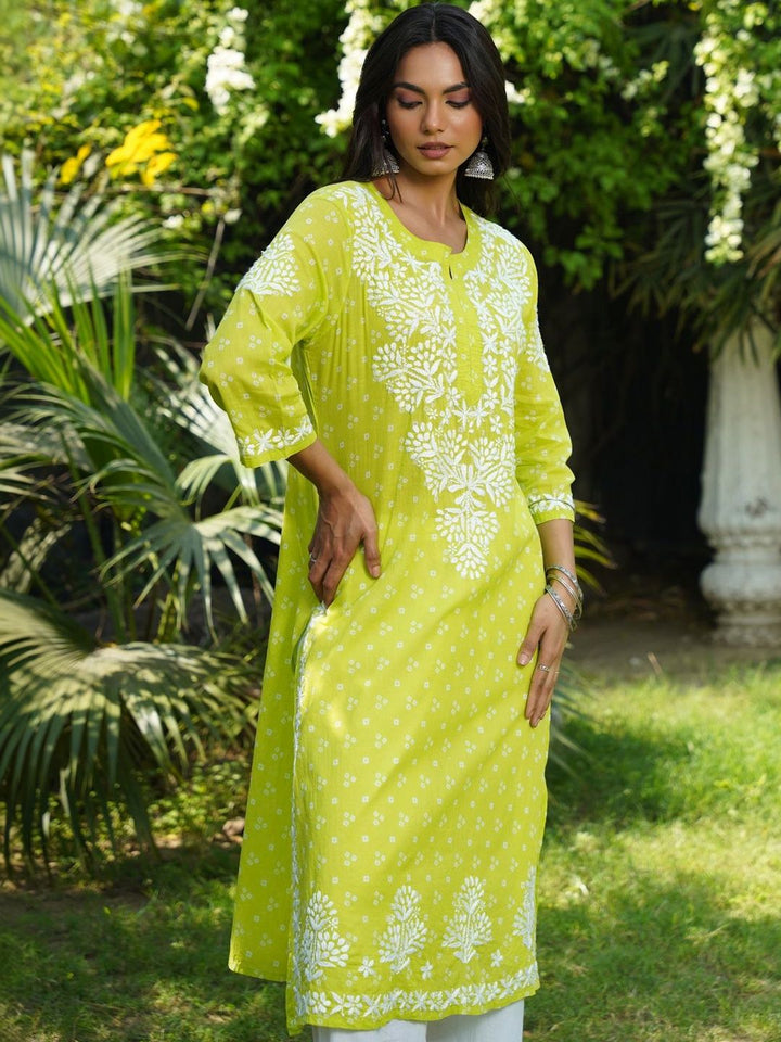 Rumah Chikankari Wanita Bercetak Cotton Chikankari Kurta