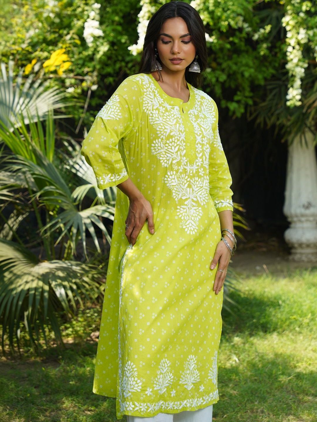 Rumah Chikankari Wanita Bercetak Cotton Chikankari Kurta