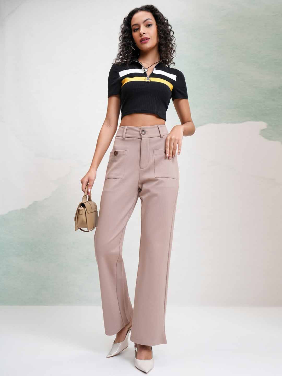 Street By Tokyo Talkies Women High-Rise Flared Trousers