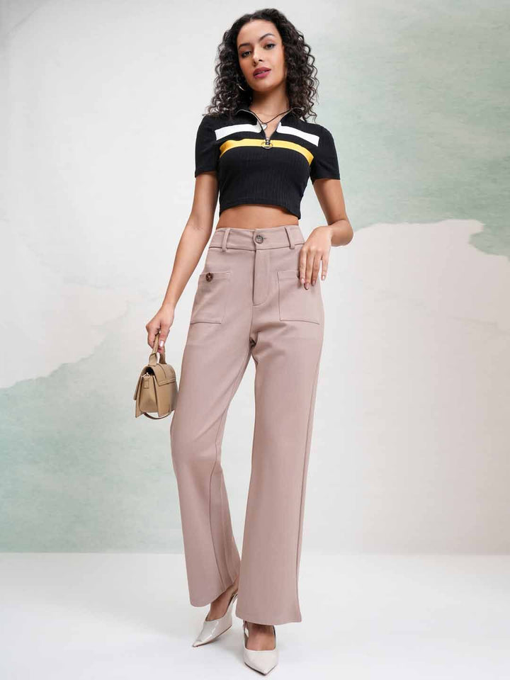 Street By Tokyo Talkies Women High-Rise Flared Trousers