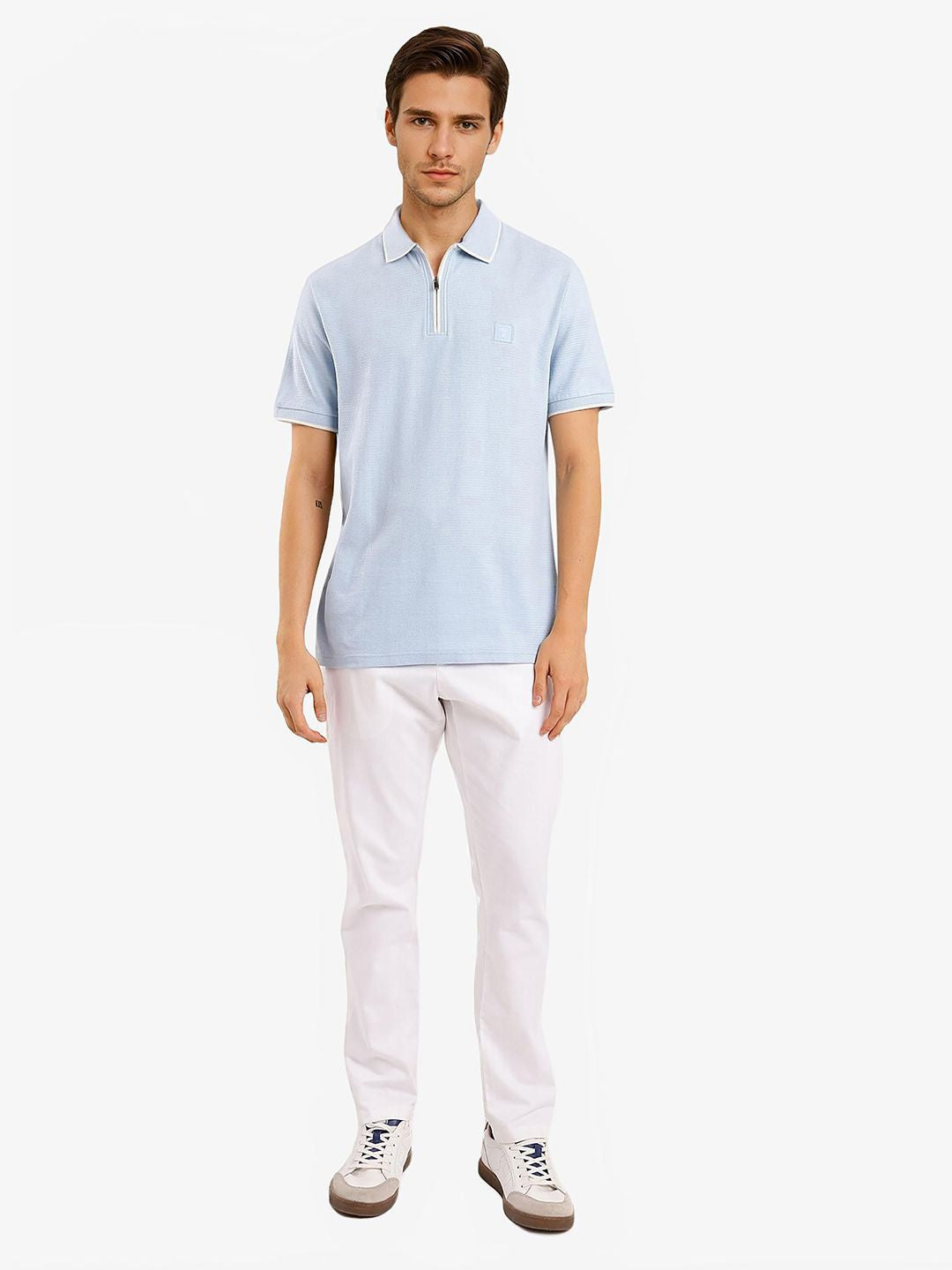 RARE RABBIT Men Solid Polo Collar Cotton T-shirt