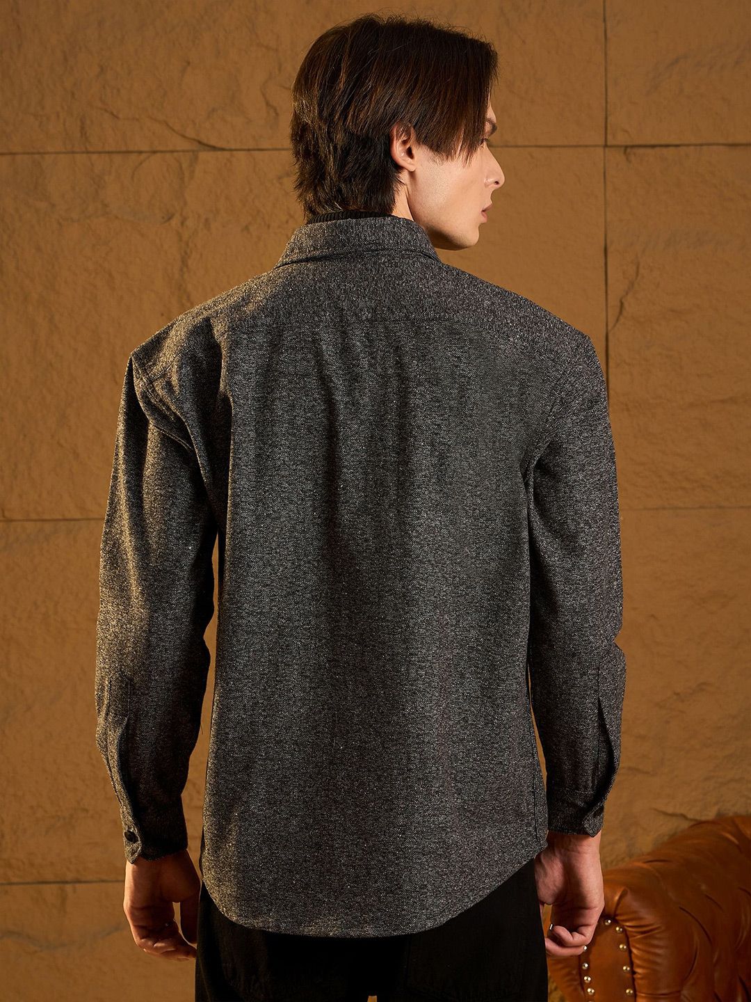DENNISON Men Double Flap Pocket Drop Shoulder Oversized Cotton Shacket