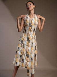 Mamicha Floral Print Crepe A-Line Dress