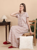 Sweet Dreams Women Round Neck Pure Cotton Nightdress
