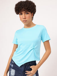 DressBerry Minimalism Essential Twisted Knot Asymmetric Hem T-shirt