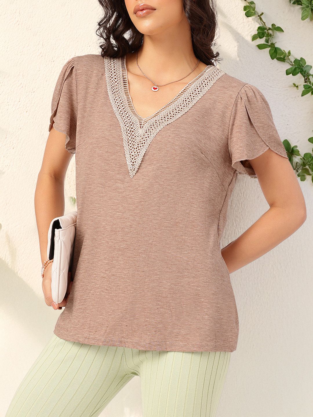 DressBerry Lace Edge Statement Top