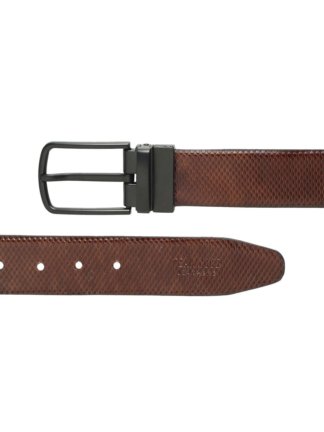 Teakwood Leathers Men Textured Leather Reversible Formal Belt
