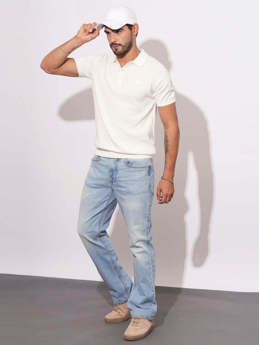 Being Human Men Self Design Polo Collar T-shirt
