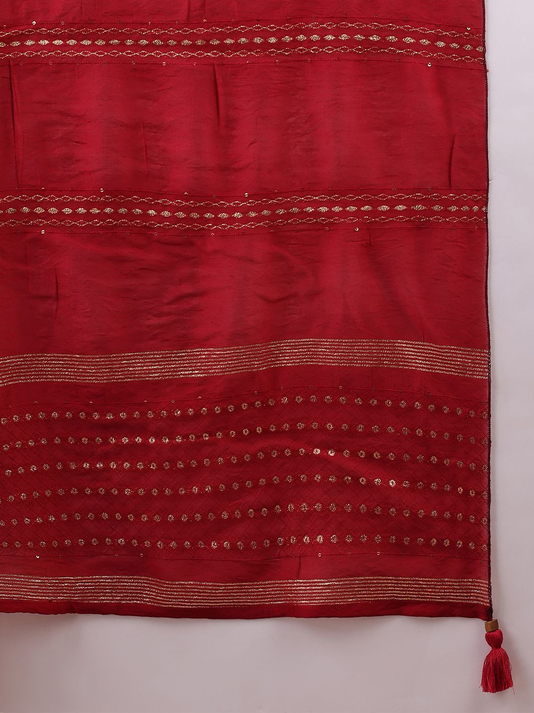 KALINI Yoke Design Sequinned Round Neck Kurta With Trousers & Dupatta