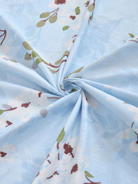 KLOTTHE Blue & White Floral Printed Dilengkapi 400 TC King Bedsheet Dengan 2 Sarung Bantal