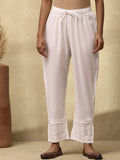 House of Chikankari Women White Cotton Chikankari Embroidered Pant
