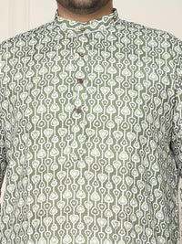 SOJANYA PLUS Floral Printed Mandarin Collar Pure Cotton Straight Kurta with Pyjamas