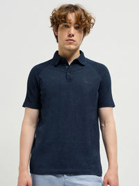 THE BEAR HOUSE Men Solid Polo Collar Pure Cotton T-shirt