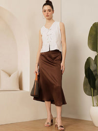 Jalan 9 A-line Midi Satin Skirt