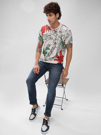 SPYKAR Men Floral Printed Round Neck Cotton T-shirt