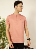 Thomas Scott Men Solid Mandarin Collar Cotton T-Shirt