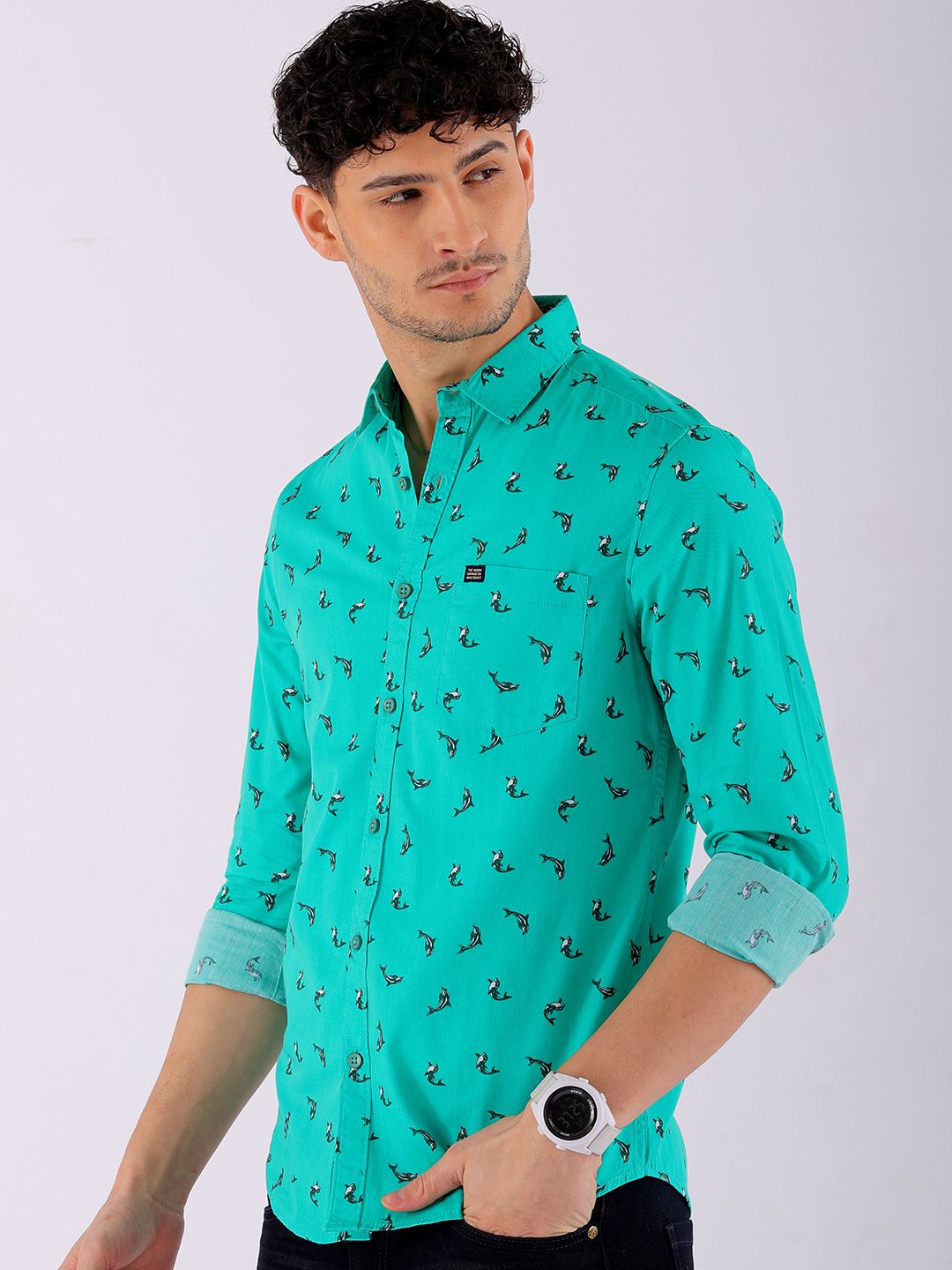 The Indian Garage Co Men Slim Fit Opaque Printed Casual Shirt