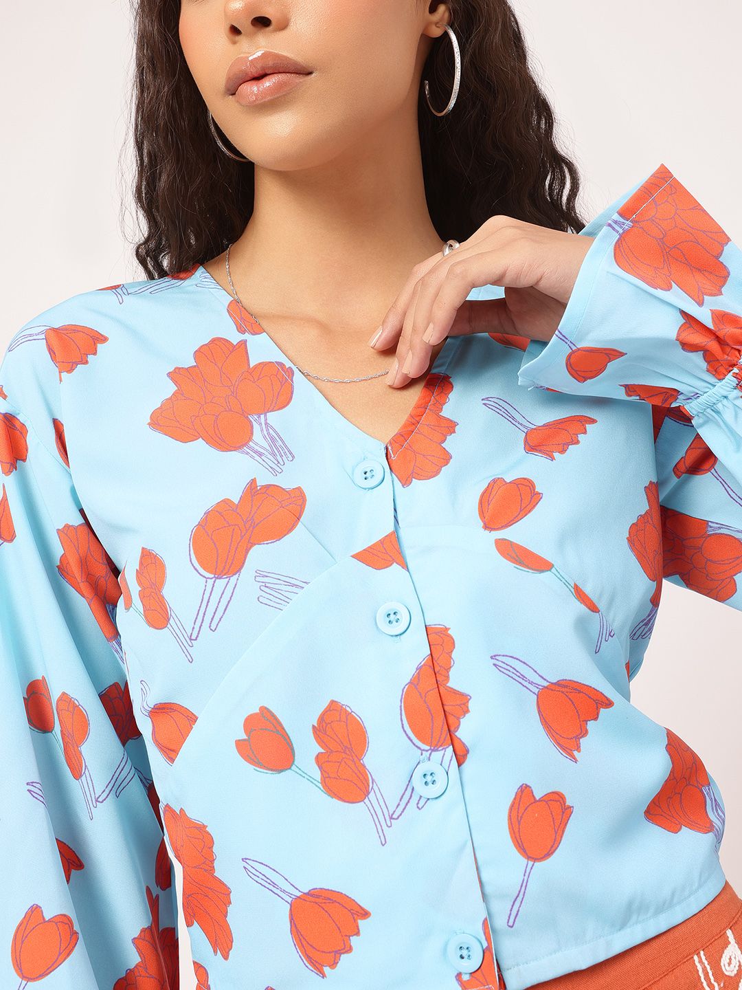DressBerry Bloom & Beyond Floral Printed Shirt Style Top
