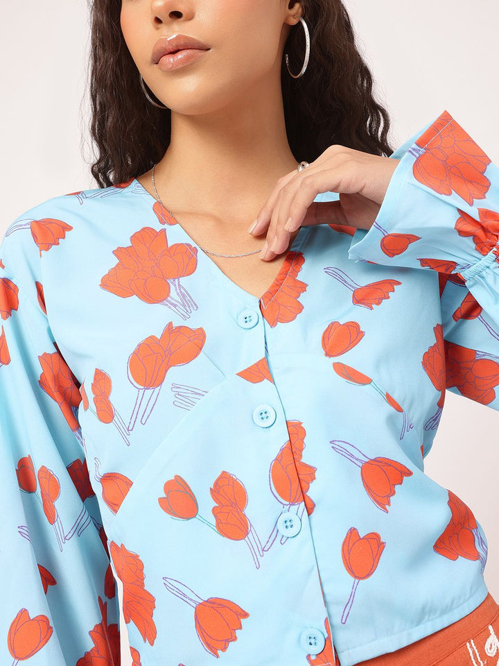 DressBerry Bloom & Beyond Floral Printed Shirt Style Top