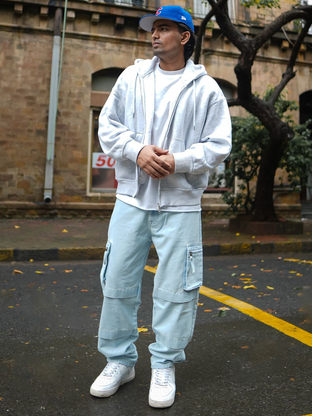 Powerlook Men Loose Fit Cotton Cargos Trousers