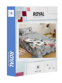 KLOTTHE Grey & White Floral Flat 400 TC Single 7D Bedsheet with 1 Pillow Covers