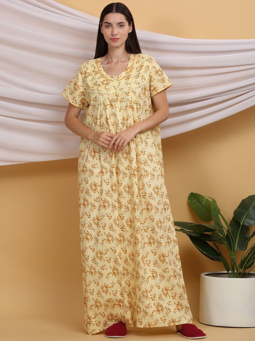 Sweet Dreams Printed Pure Cotton Maxi Nightdress