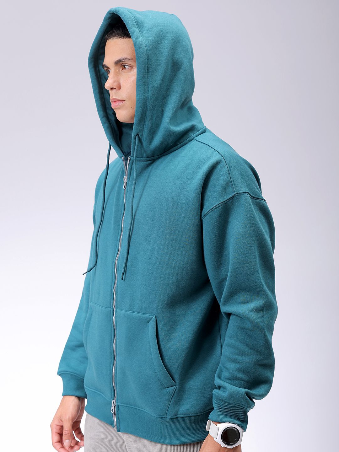 The Indian Garage Co Men Hooded Double Way Front Open Zipper Sweatshirt