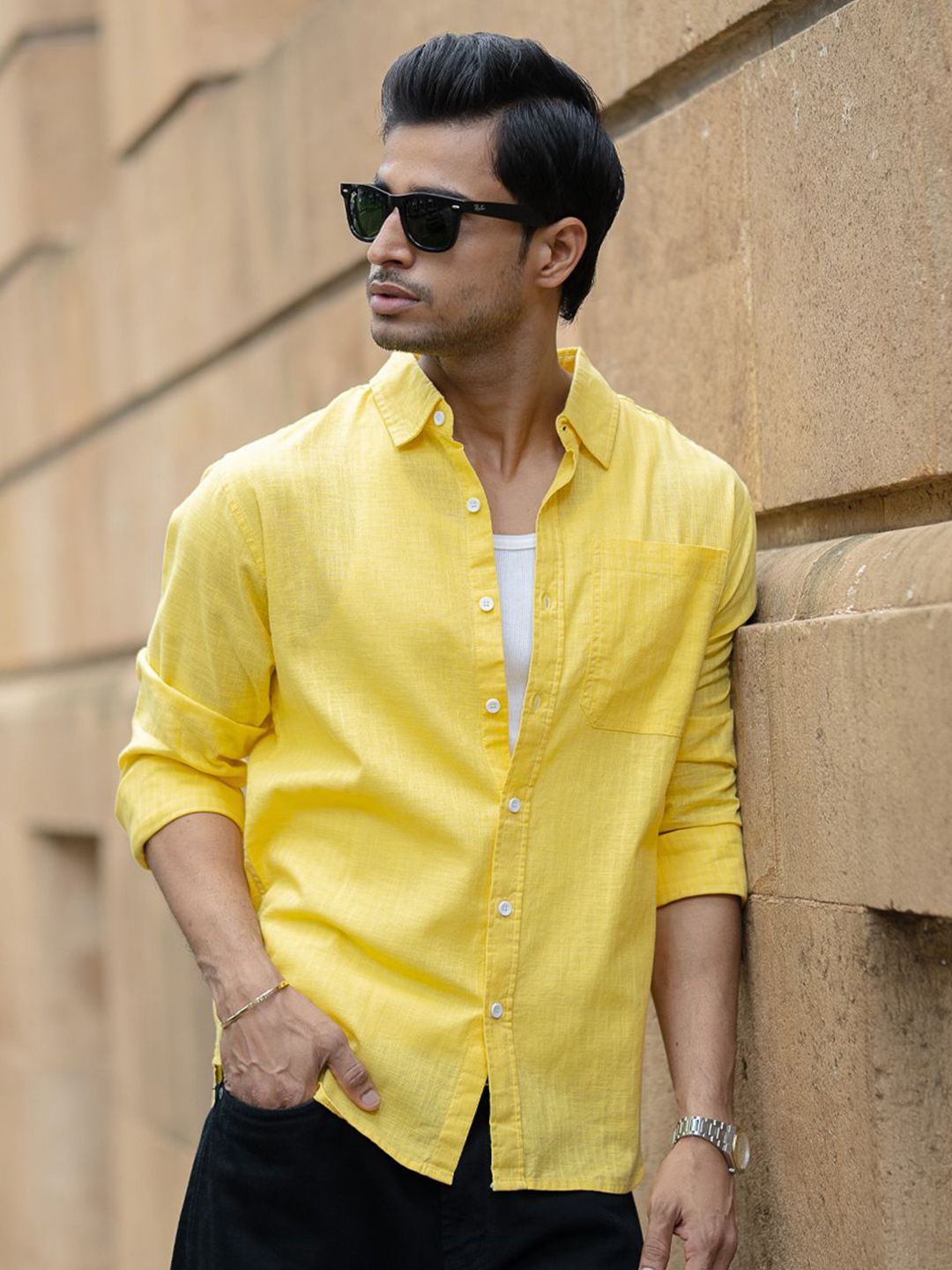 Powerlook Men Solid Spread Collar Casual Shirt