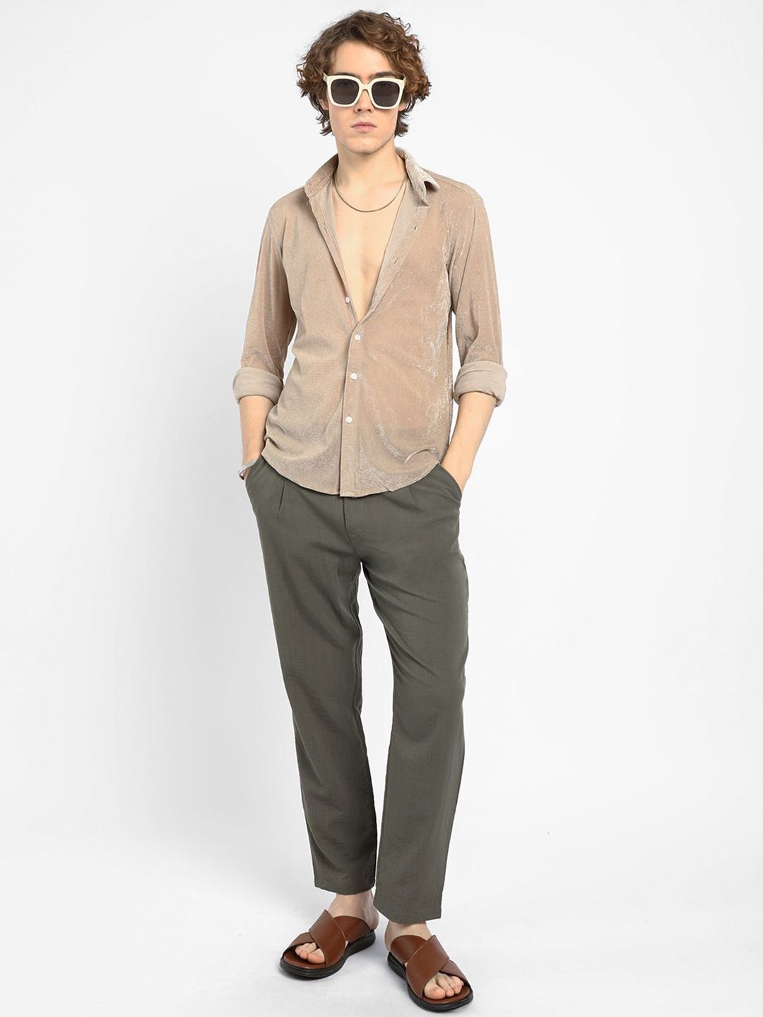 Campus Sutra Men Regular Fit Textured Casual Shirt