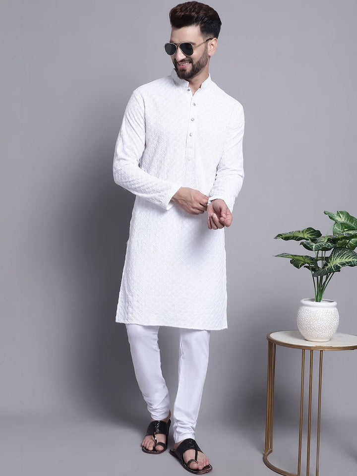 SOJANYA Motif Etnik Lelaki Sulam Kurta Kapas Tulen Biasa dengan Piyama