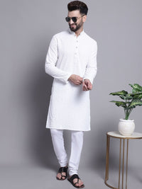 SOJANYA Motif Etnik Lelaki Sulam Kurta Kapas Tulen Biasa dengan Piyama