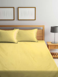 Myntra Elegant Homes Berjalur Kuning 300 TC Set Cadar King 2.50 m x 2.25 m