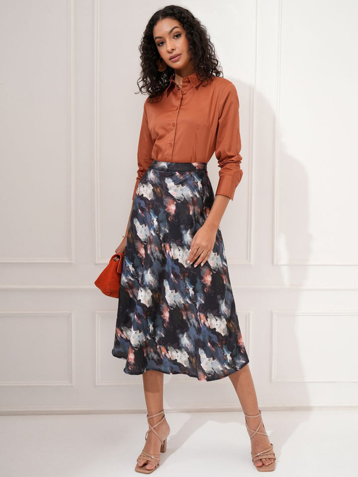 Tokyo Talkies Women Solid Buttondown Satin Shirt