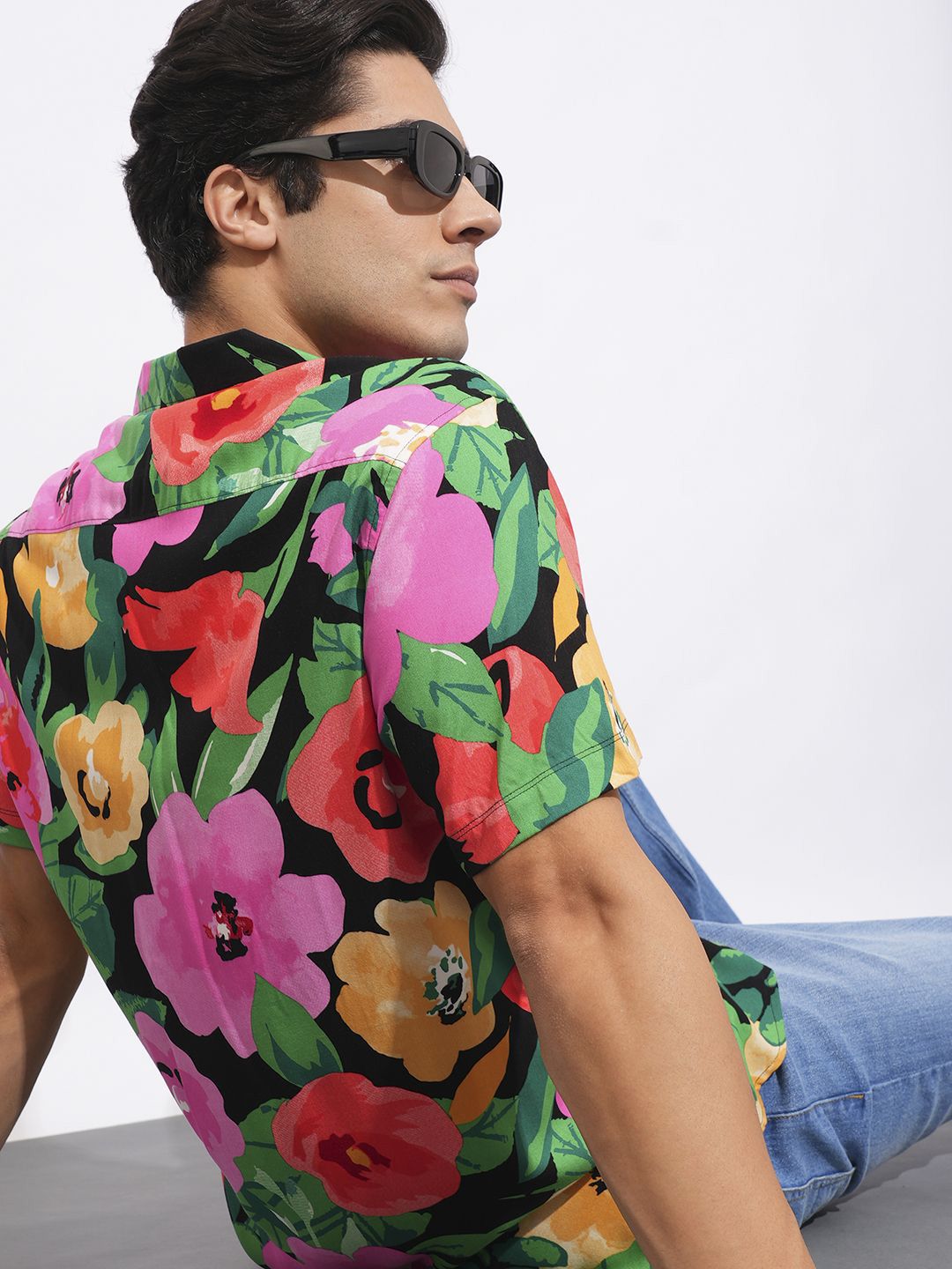 Being Human Men Spread Collar Floral Printed Cotton Slim Fit Casual Shirt