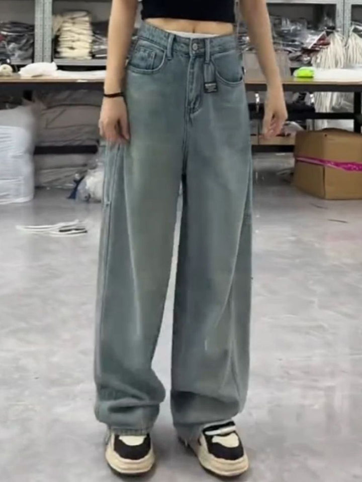 DressBerry Women Cotton Wide Leg High-Rise Light Fade Jeans