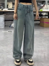 DressBerry Women Cotton Wide Leg High-Rise Light Fade Jeans