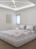 Monte Carlo Edmond Grey & Pink Floral Printed 144 TC King Bedsheet Set 2.70 m x 2.70 m