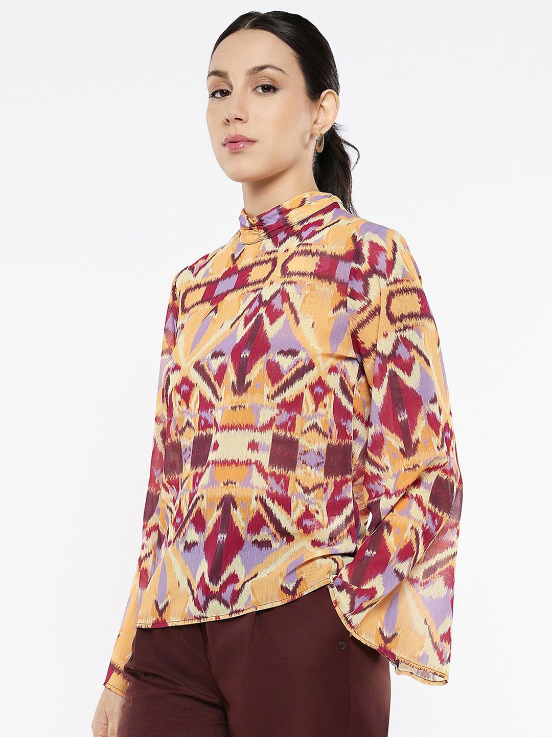 Rareism Print Cotton Lengan Berkelip Berat Kembali