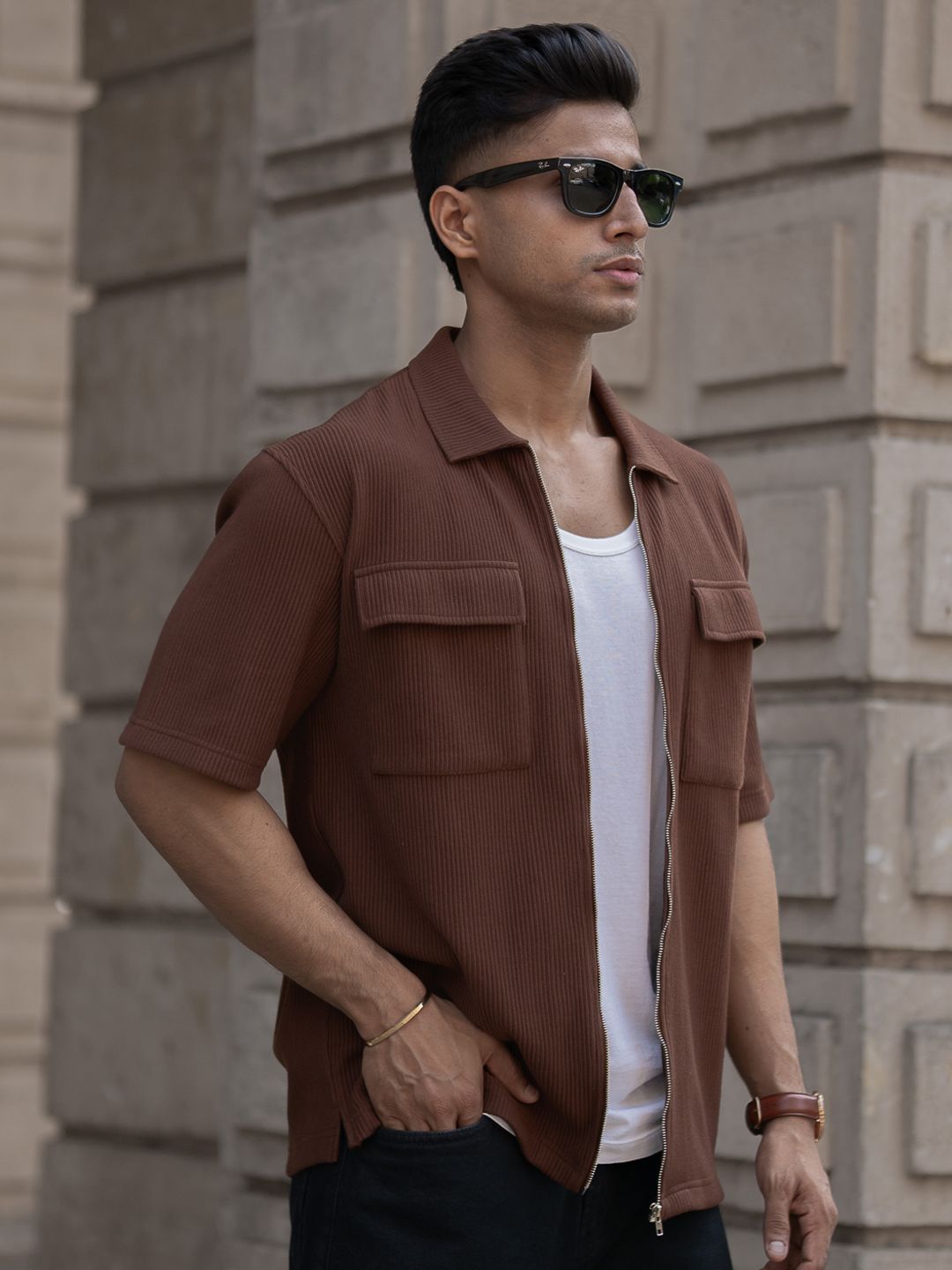 Powerlook Men Textured Oversized Casual Shirt