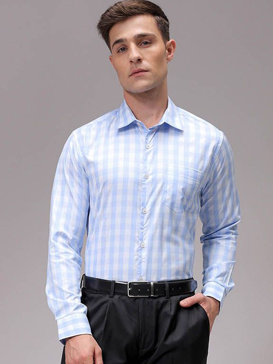 The Indian Garage Co. X Luxe Men Slim Fit Opaque Checked Formal Shirt