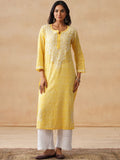 Kurta Bercetak Kuning Rumah Wanita Chikankari