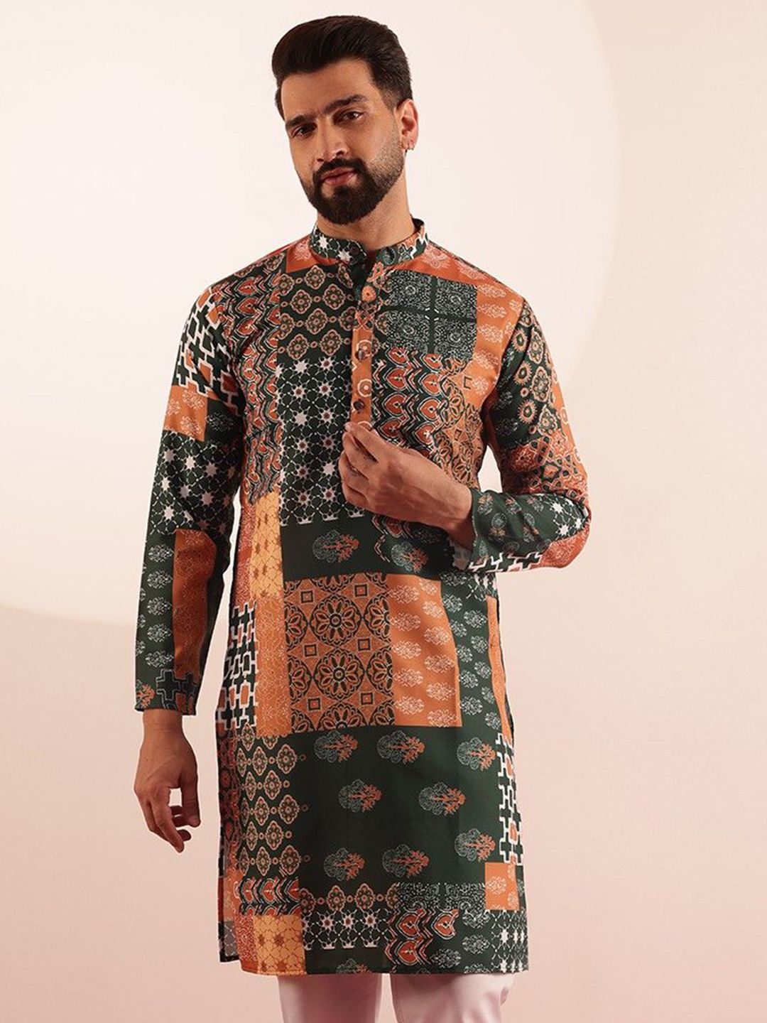 Anouk Ethnic Motifs Printed Mandarin Collar Short Kurta