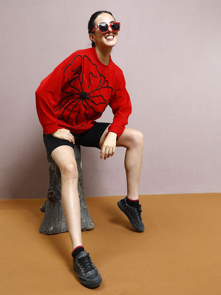 Athena Women Embroidered Pullover Sweatshirt