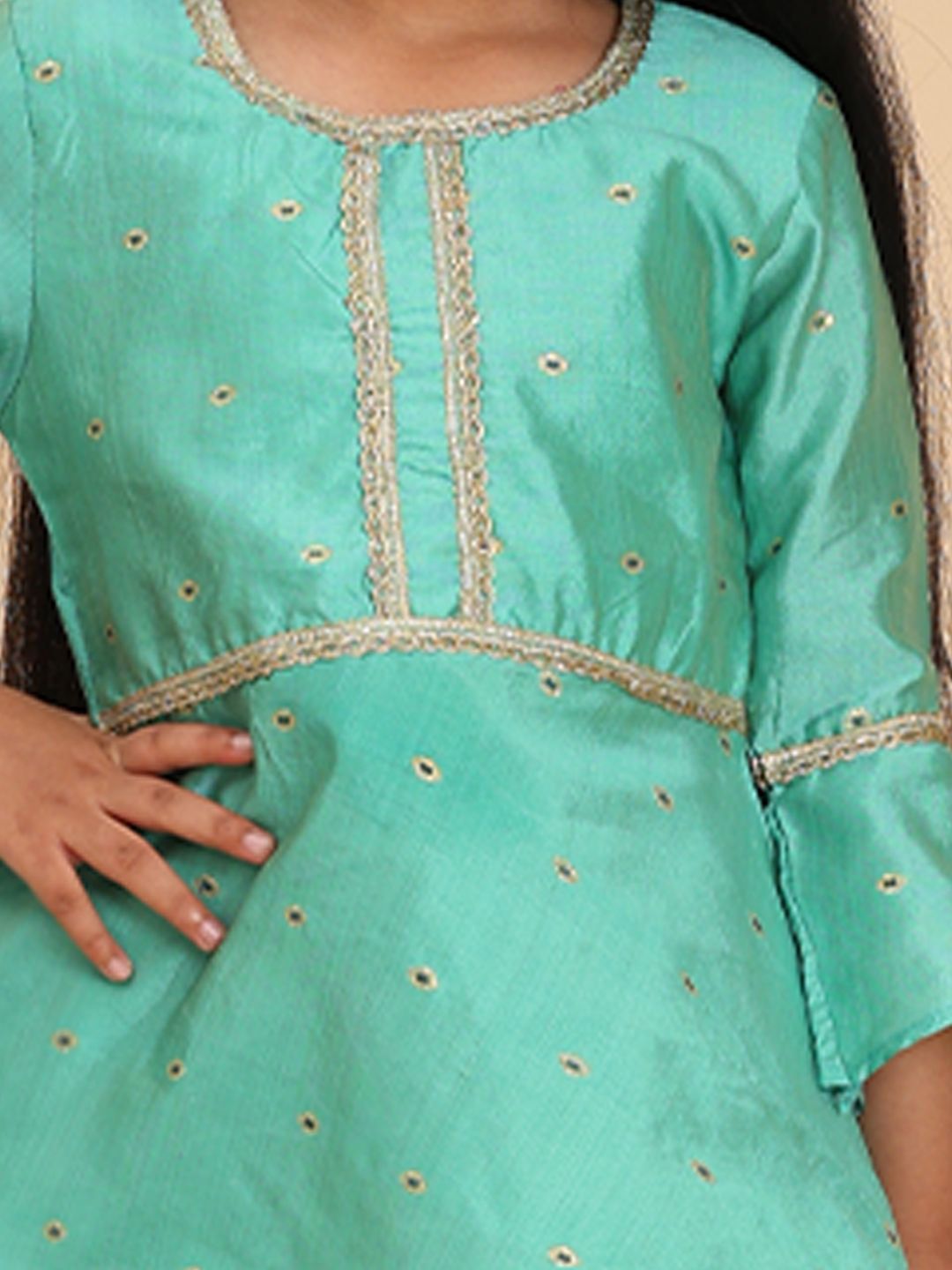 Cutiekins Girls Empire Gotta Patti Kurta with Dhoti Pants
