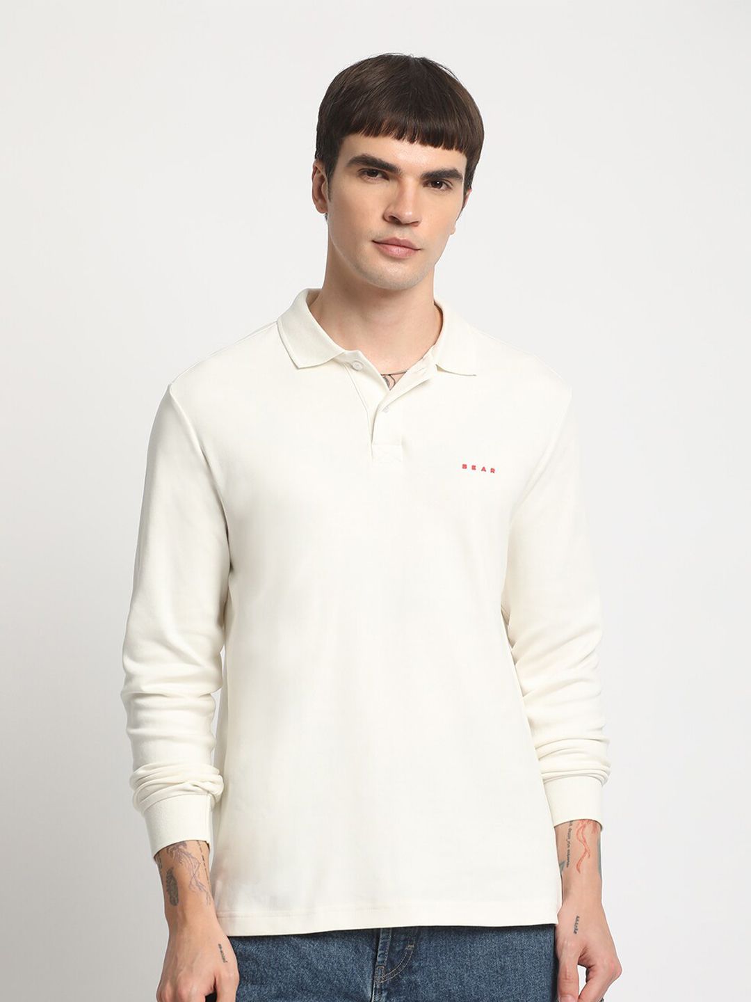 THE BEAR HOUSE Polo Collar Slim Fit Pure Cotton T-shirt