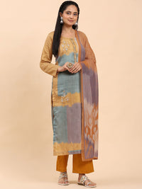 Mamicha Wanita Bercetak Kurta Kapas Tulen Biasa dengan Palazzos & Dengan Dupatta