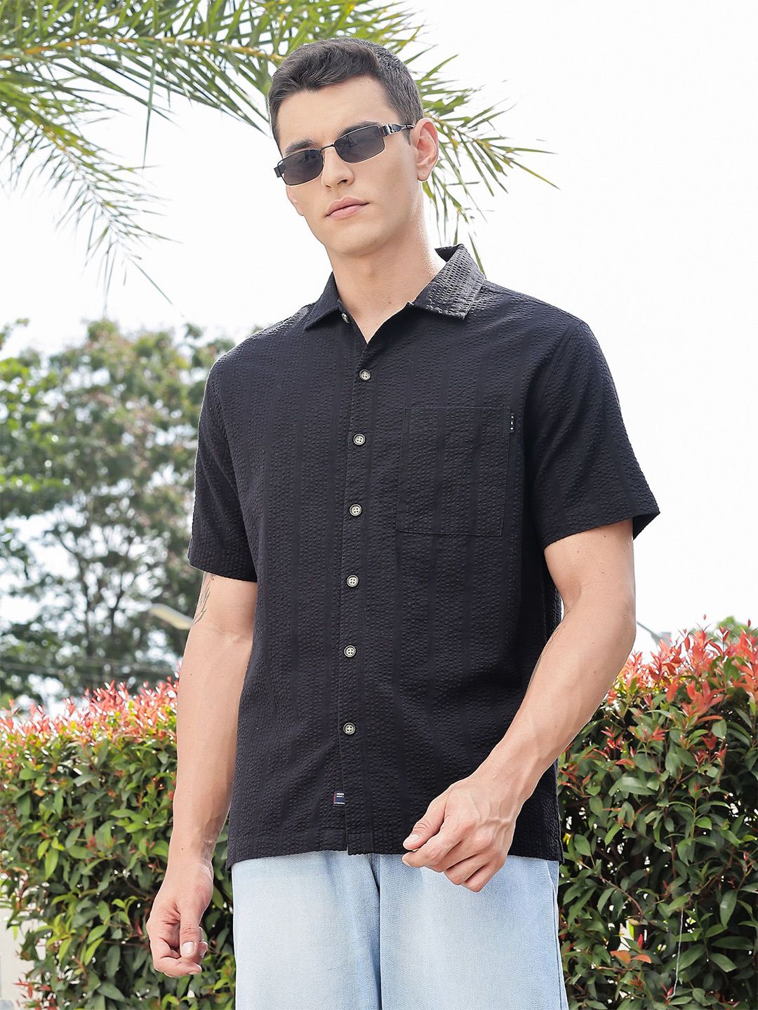 Thomas Scott Men's Premium Seersucker Cotton Casual Shirt